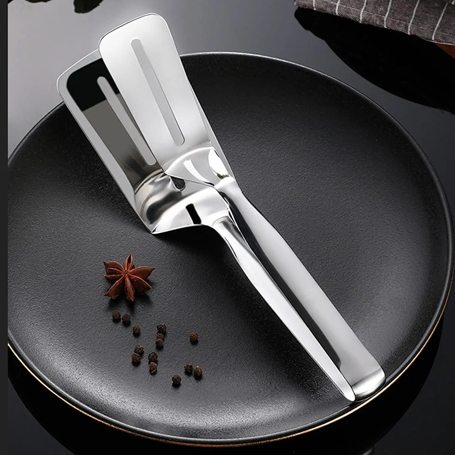 2918 Multifunction Cooking Serving Turner Frying Food Tong. Stainless Steel Steak Clip Clamp BBQ Kitchen Tong. DeoDap 2918 Multifunction Cooking Serving Turner Frying Food Tong. Stainless Steel Steak Clip Clamp BBQ Kitchen Tong. DeoDap